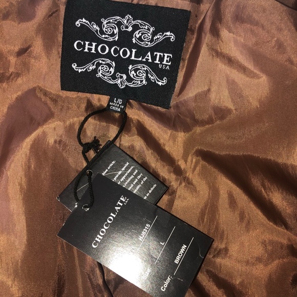 Brown Leather Jacket with fur Collar - Picture 5 of 5